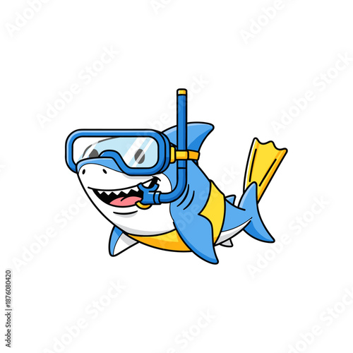 Cartoon scuba diver boy wearing a diving mask in vector illustration style