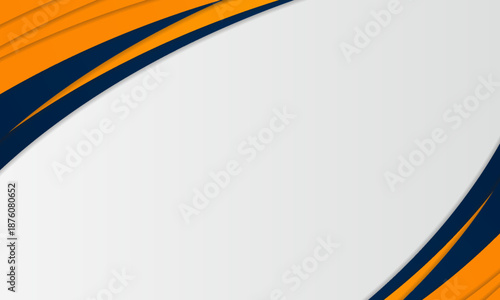 Professional abstract background with curved shapes in white, navy blue, and orange. vector Eps 10
