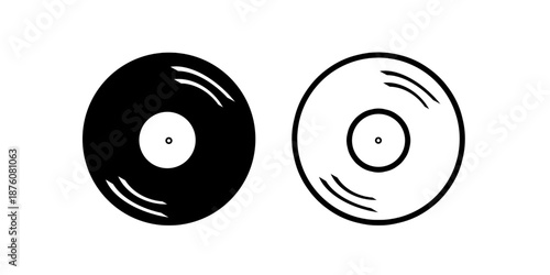 Vinyl icon or lp logo illustration symbol isolated on white background. 