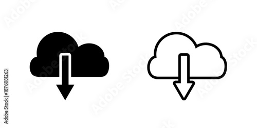 Download cloud icon set isolated on white  background.
