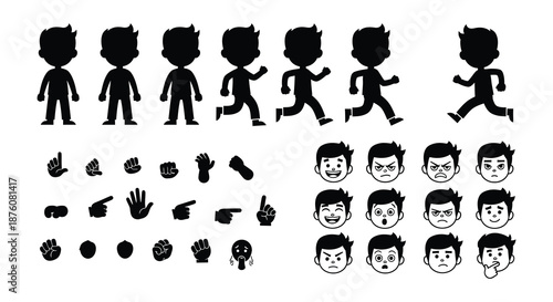 A set of cartoon characters with different expressions and poses