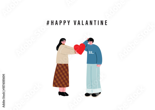 男の子にバレンタインチョコレートを渡す女の子