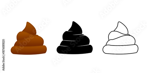 Poop icon set isolated on white background. Vector illustration.