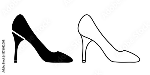 Women's high heel shoes set vector icon isolated on white background.