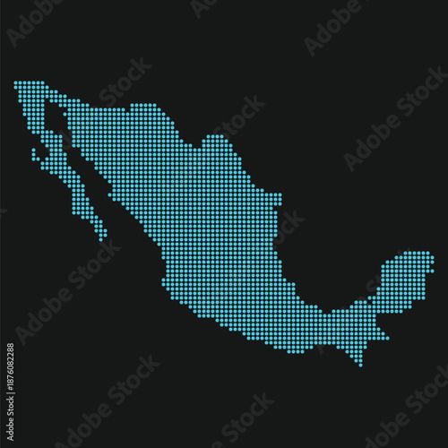 Mexico Digital Connectivity Map with Dotted Grid for Telecommunications and Tech. Mexico dotted map.