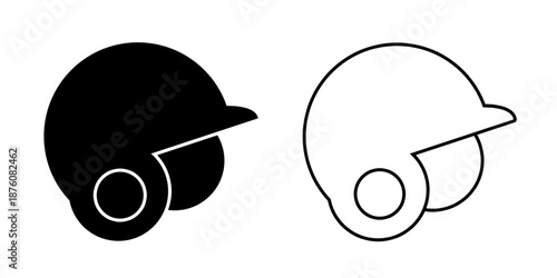 Baseball helmet icon isolated on white background.