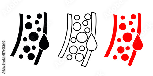 Blood vessel set icon isolated on white background.