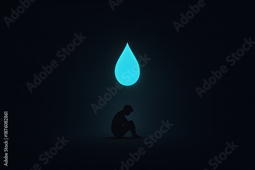 Quiet Sadness and Loneliness Concept with Solitary Human Silhouette
