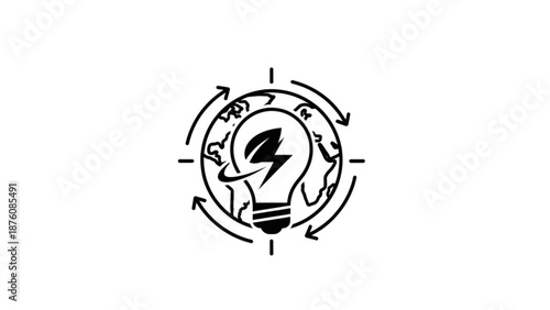 Innovative idea light bulb with arrows on white background