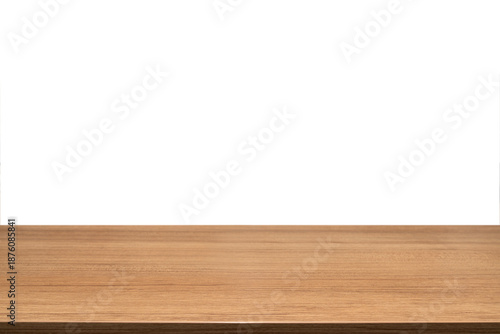 empty wooden table top in foreground isolated on background with clipping path. used for template mock up for display or montage products. showing your objects or mounting. wooden counter.