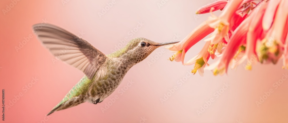 Fototapeta premium Professional Hummingbird Nectar Feeding Modern Wildlife Ecosystem for Ecological Balance and Conservation Marketing Advertising