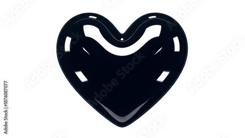 Free Download Shiny black heart shaped object isolated on transparent background with reflections - GFXLoad