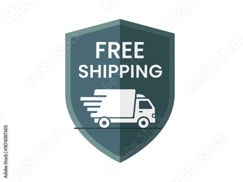 Secure shield badge indicating complimentary delivery service for online orders and e-commerce shipments