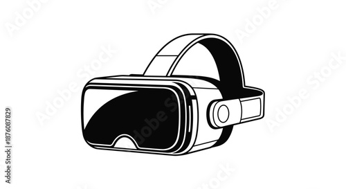 Virtual reality headset icon in black and white line art style representing modern gaming technology and immersive digital experiences.