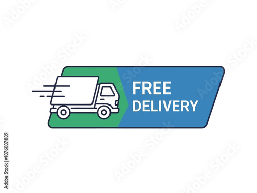 Fast and reliable free delivery service with a quick shipping truck icon for online orders