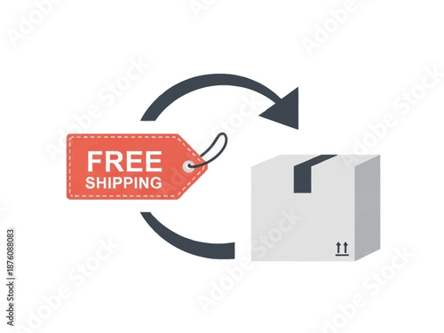 Concept of complimentary shipping and seamless delivery services, illustrating a continuous process of efficient order fulfillment and customer satisfaction with hassle-free package movement