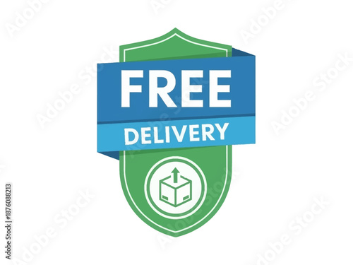 Appealing graphic badge conveying free delivery service, ideal for e-commerce sites and online promotions, highlighting no-cost shipping benefits to customers and boosting sales