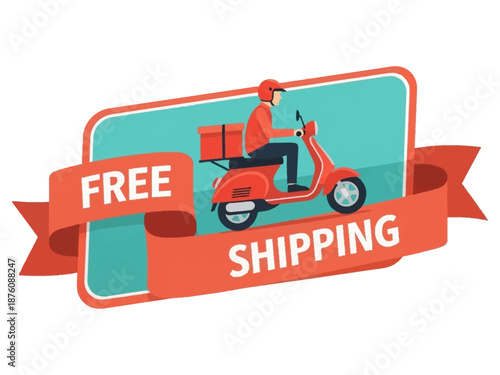 Dynamic graphic illustrating swift and reliable courier service offering complimentary shipping, perfect for promoting efficient e-commerce delivery solutions