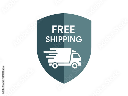 Free shipping guarantee icon for online stores, fast delivery service emblem, e-commerce promotional badge, secure logistics symbol for swift order fulfillment