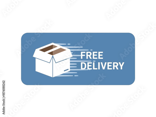 Essential graphic featuring a swiftly moving package, symbolizing the benefits of complimentary delivery services for online 