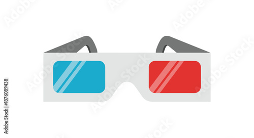 Classic pair of 3D glasses with red and blue lenses for movie theater experiences isolated on a white background for cinema themes.