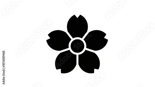 Black flower icon with six petals on white background
