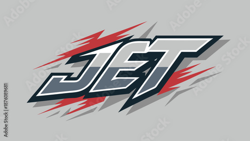 A dynamic vector graphic of the word 'jet' in a sharp, modern style, conveying speed and energy.