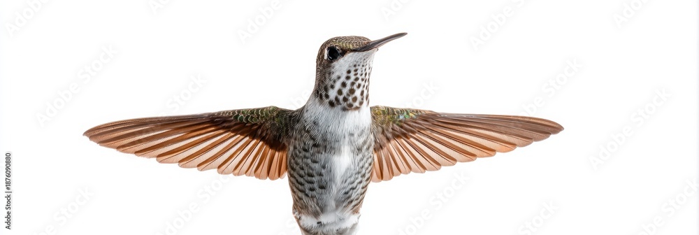 Fototapeta premium High-Quality Black-chinned Hummingbird in Flight Educational Content for Avian Aerodynamics and Species Identification