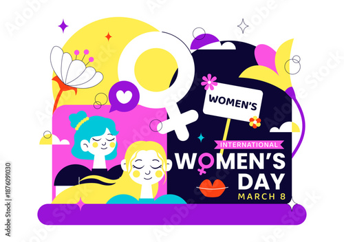 International Women's Day Vector Illustration on March 8 Celebrating Achievements Freedom Women Through Flat Cartoon Background Design