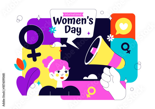 International Women's Day Vector Illustration on March 8 Celebrating Achievements Freedom Women Through Flat Cartoon Background Design