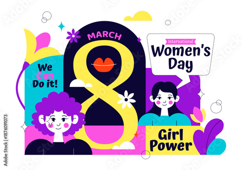 International Women's Day Vector Illustration on March 8 Celebrating Achievements Freedom Women Through Flat Cartoon Background Design