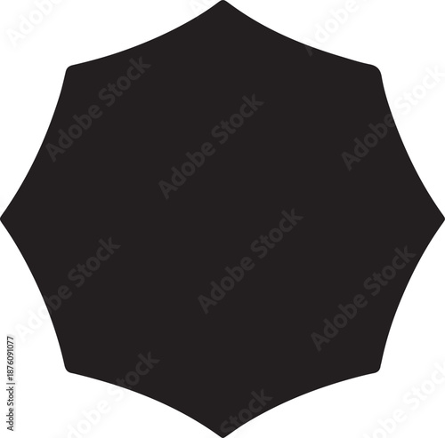Black solid octagon shape with concave sides and sharp corners