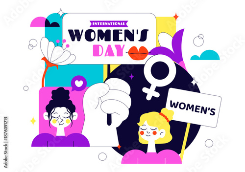 International Women's Day Vector Illustration on March 8 Celebrating Achievements Freedom Women Through Flat Cartoon Background Design