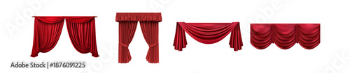 Konstfotografi luxurious collection of elegant red curtains and drapes in various opulent styles, perfect for theater, stage, and classic interior designs