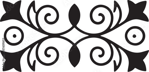 Vintage floral scroll ornament border design horizontal black symmetrical decorative element