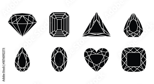 A collection of eight different shaped black gemstones