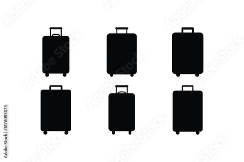 Suitcase Travel Silhouette Vector Icon Set