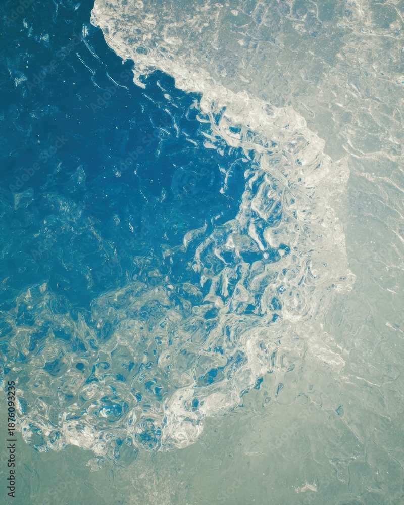 Fototapeta premium Authentic Melting Ice Water Close-up Textured Droplets for Environmental Awareness Marketing and Modern Advertising Content