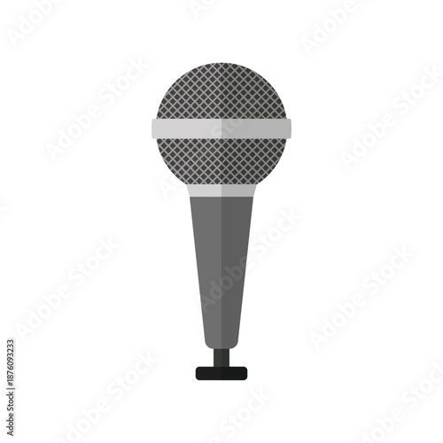 Flat vector microphone icon isolated on white background for audio projects