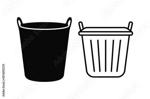 Laundry Basket Home Silhouette Vector Icon Set