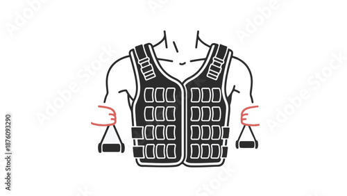 Person wearing weighted vest and lifting dumbbells