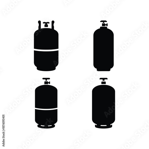 Gas Cylinder Utility Silhouette Vector Icon Set
