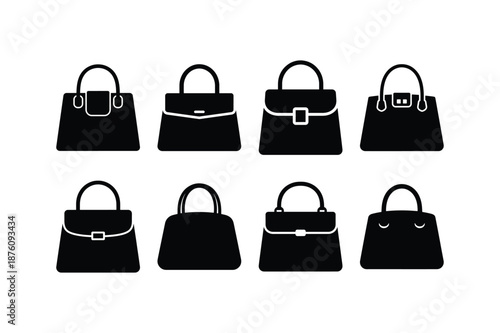 Handbag Fashion Silhouette Vector Icon Set