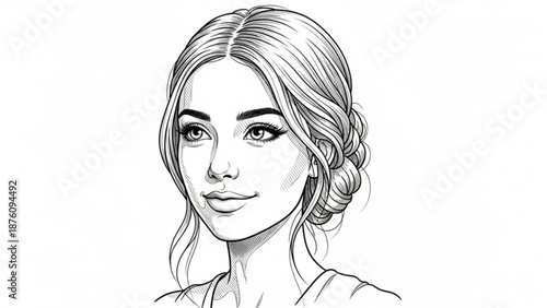 Elegant woman with stylish hair and makeup smiling softly