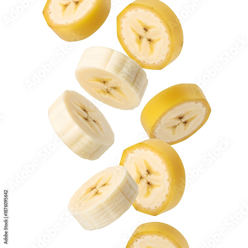 Wallpaper Mural A cascade of freshly sliced banana pieces falling down. Torontodigital.ca