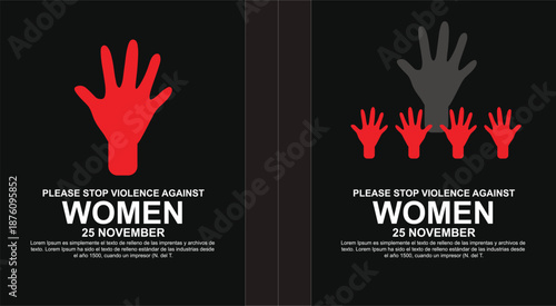 Stop violence against women vector illustration, speak out for women's rights, A beautiful set of two vertical templates for 25th November of the current year.eps file