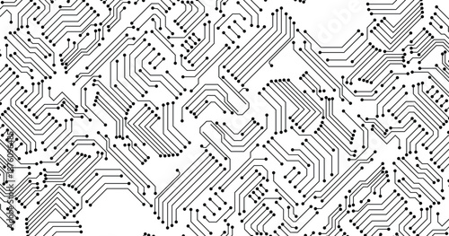 Black circuit diagram on white background. . 
