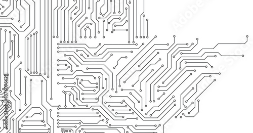 Gray circuit diagram on white background. 