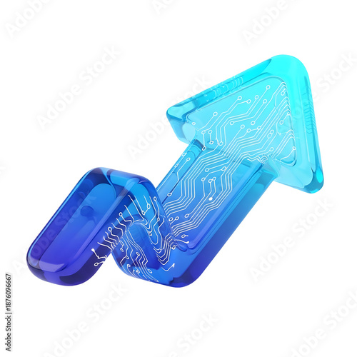 Futuristic technology arrow symbol showing progress and success.