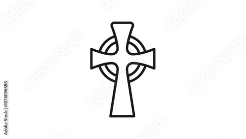 Celtic cross symbol with interconnected circle design graphic